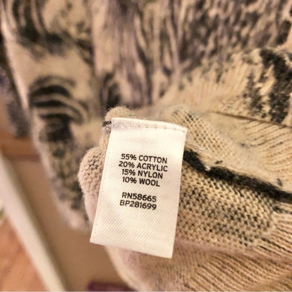 BP Wool Blend Animal Print‎ Leopard Cheetah Sweater Tan Small - Picture 3 of 5